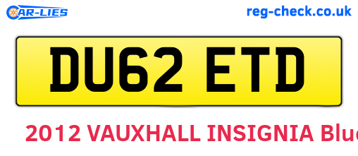 DU62ETD are the vehicle registration plates.