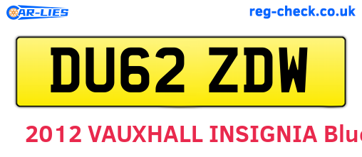 DU62ZDW are the vehicle registration plates.