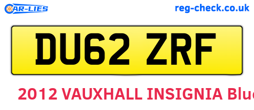 DU62ZRF are the vehicle registration plates.