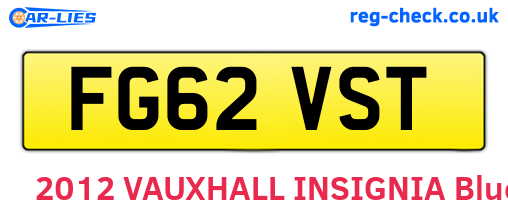 FG62VST are the vehicle registration plates.