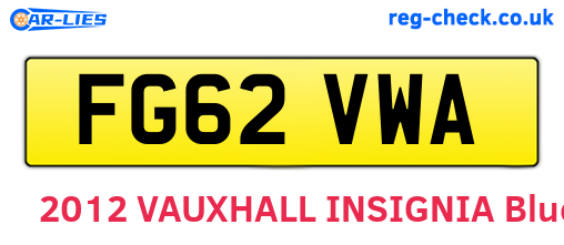FG62VWA are the vehicle registration plates.