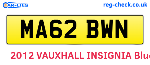 MA62BWN are the vehicle registration plates.