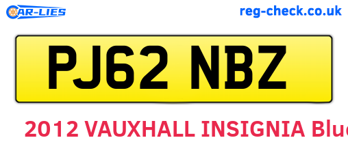 PJ62NBZ are the vehicle registration plates.