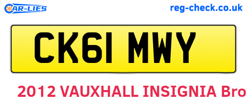 CK61MWY are the vehicle registration plates.
