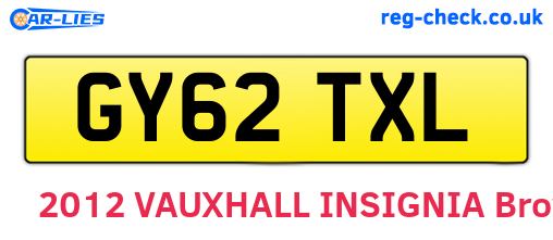 GY62TXL are the vehicle registration plates.