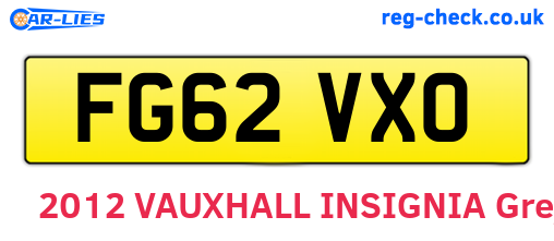 FG62VXO are the vehicle registration plates.
