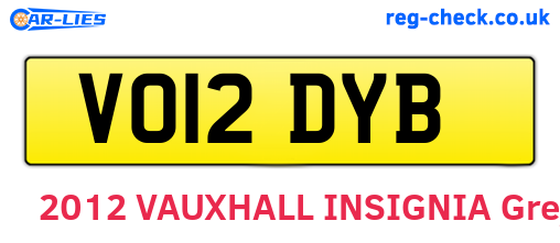 VO12DYB are the vehicle registration plates.