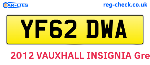 YF62DWA are the vehicle registration plates.