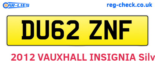 DU62ZNF are the vehicle registration plates.