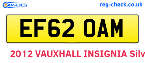 EF62OAM are the vehicle registration plates.