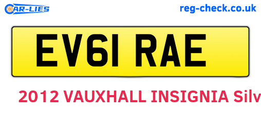 EV61RAE are the vehicle registration plates.