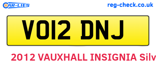 VO12DNJ are the vehicle registration plates.