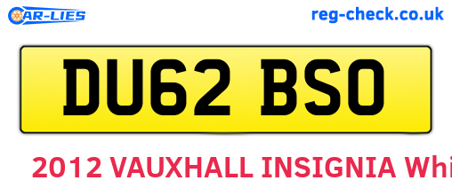 DU62BSO are the vehicle registration plates.