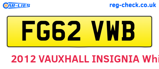 FG62VWB are the vehicle registration plates.