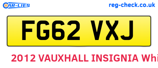 FG62VXJ are the vehicle registration plates.