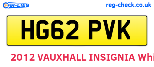 HG62PVK are the vehicle registration plates.