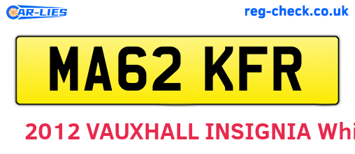 MA62KFR are the vehicle registration plates.