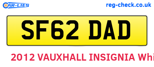 SF62DAD are the vehicle registration plates.