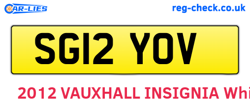 SG12YOV are the vehicle registration plates.