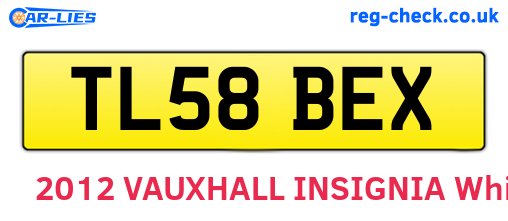TL58BEX are the vehicle registration plates.