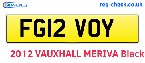 FG12VOY are the vehicle registration plates.