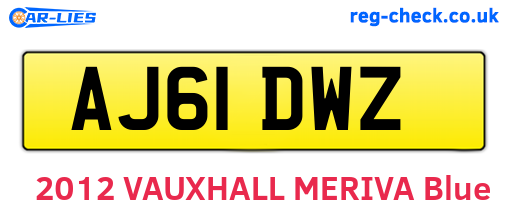 AJ61DWZ are the vehicle registration plates.