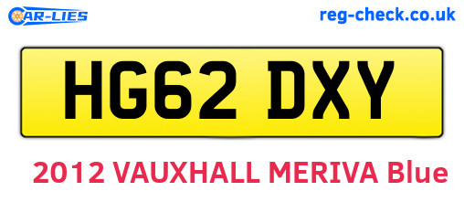 HG62DXY are the vehicle registration plates.