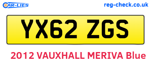 YX62ZGS are the vehicle registration plates.