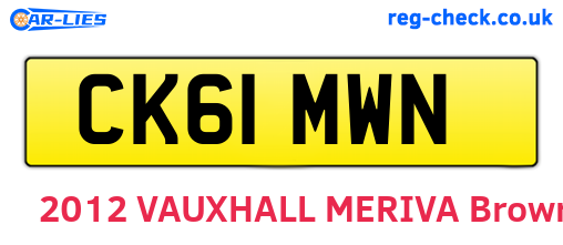CK61MWN are the vehicle registration plates.