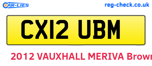 CX12UBM are the vehicle registration plates.