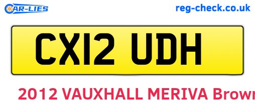 CX12UDH are the vehicle registration plates.