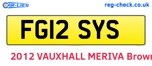 FG12SYS are the vehicle registration plates.