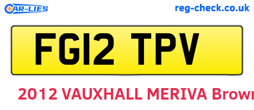 FG12TPV are the vehicle registration plates.