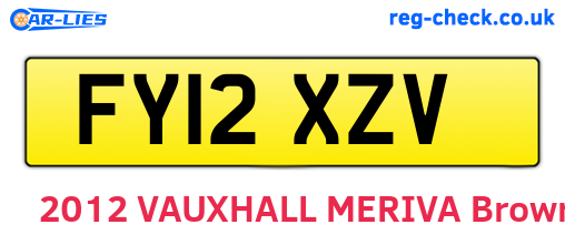 FY12XZV are the vehicle registration plates.
