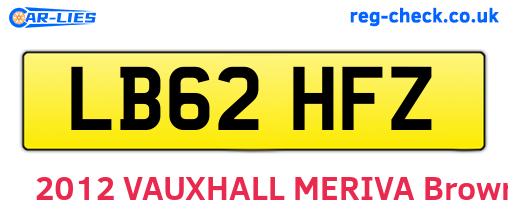 LB62HFZ are the vehicle registration plates.