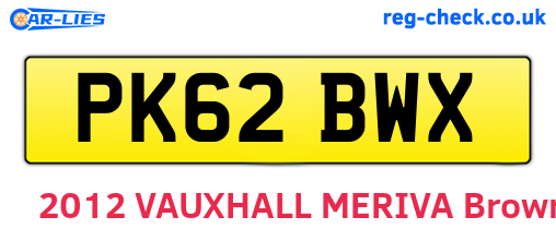 PK62BWX are the vehicle registration plates.