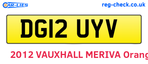 DG12UYV are the vehicle registration plates.