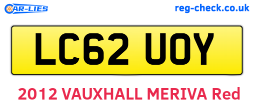 LC62UOY are the vehicle registration plates.
