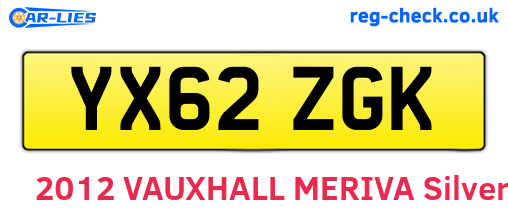 YX62ZGK are the vehicle registration plates.