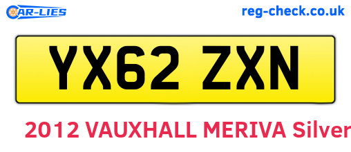 YX62ZXN are the vehicle registration plates.