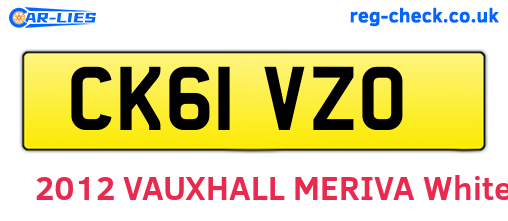 CK61VZO are the vehicle registration plates.