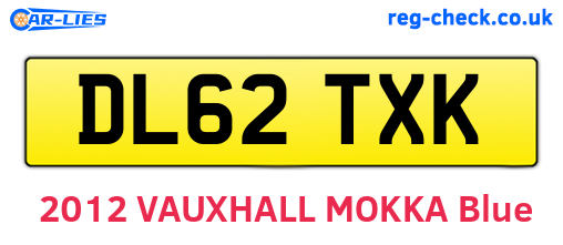 DL62TXK are the vehicle registration plates.