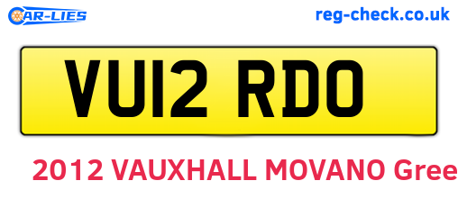VU12RDO are the vehicle registration plates.