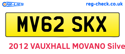 MV62SKX are the vehicle registration plates.