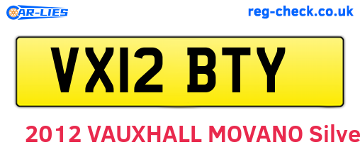 VX12BTY are the vehicle registration plates.