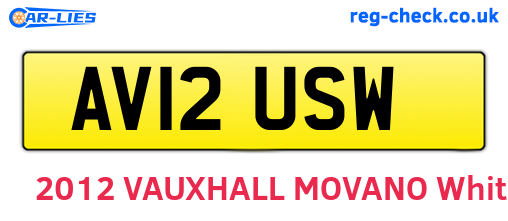 AV12USW are the vehicle registration plates.