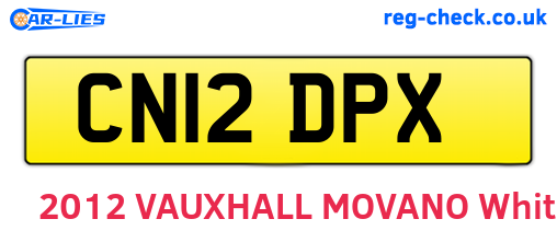 CN12DPX are the vehicle registration plates.