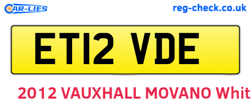ET12VDE are the vehicle registration plates.