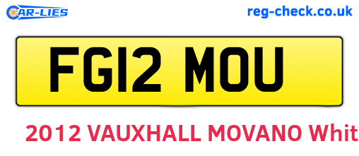 FG12MOU are the vehicle registration plates.