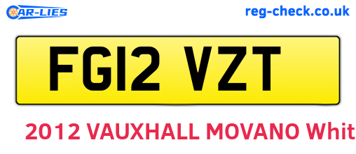 FG12VZT are the vehicle registration plates.